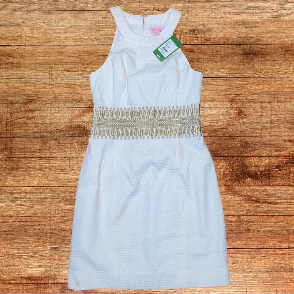 Lilly Pulitzer White & Gold Shift Dress